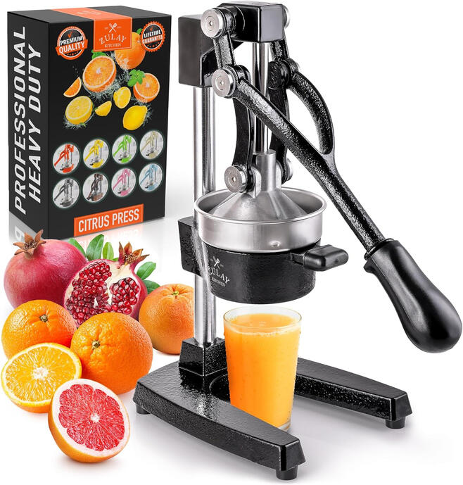 Zulay Cast Iron Manual Citrus Press Juicer – Black