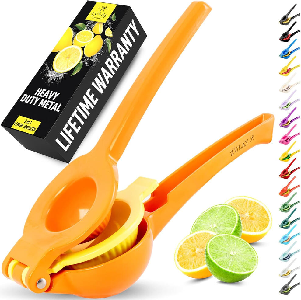 Zulay 2-in-1 Heavy Duty Lemon Juicer – Orange/Yellow