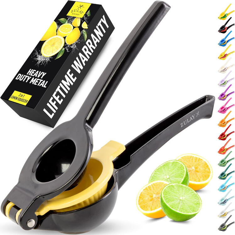 Zulay 2-in-1 lemon and lime citrus squeezer black yellow